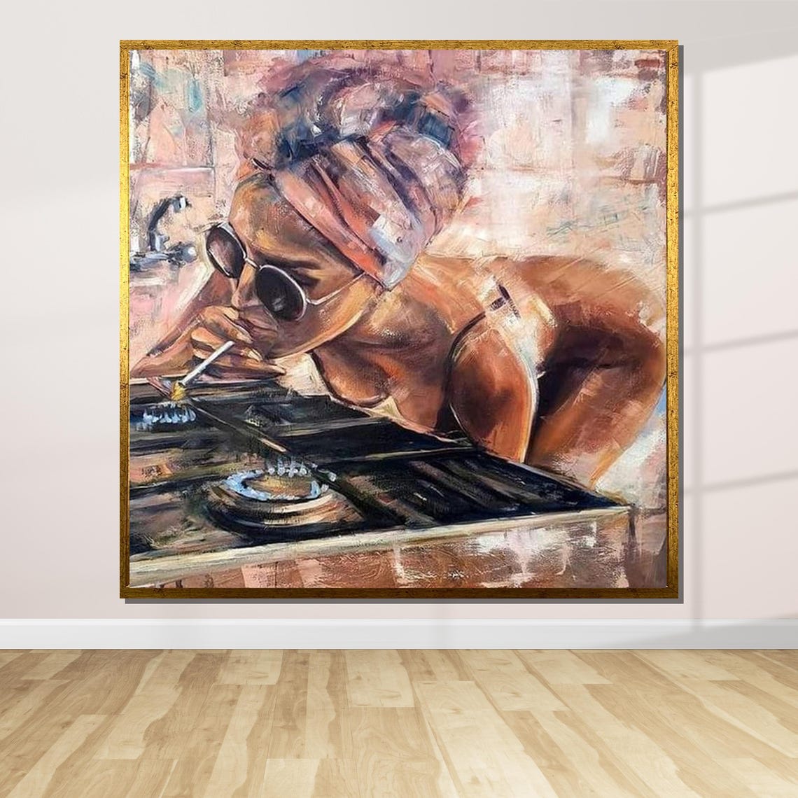 Edgy Urban Life Painting Bold Female Portrait Gritty Realism Art Contemporary Urban Thought Provoking Wall Decor Ready To Hang