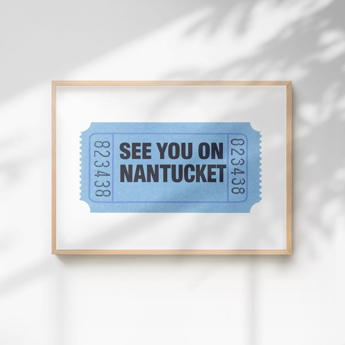 See You On Nantucket Blue Vintage Ticket Stub Island Travel Poster