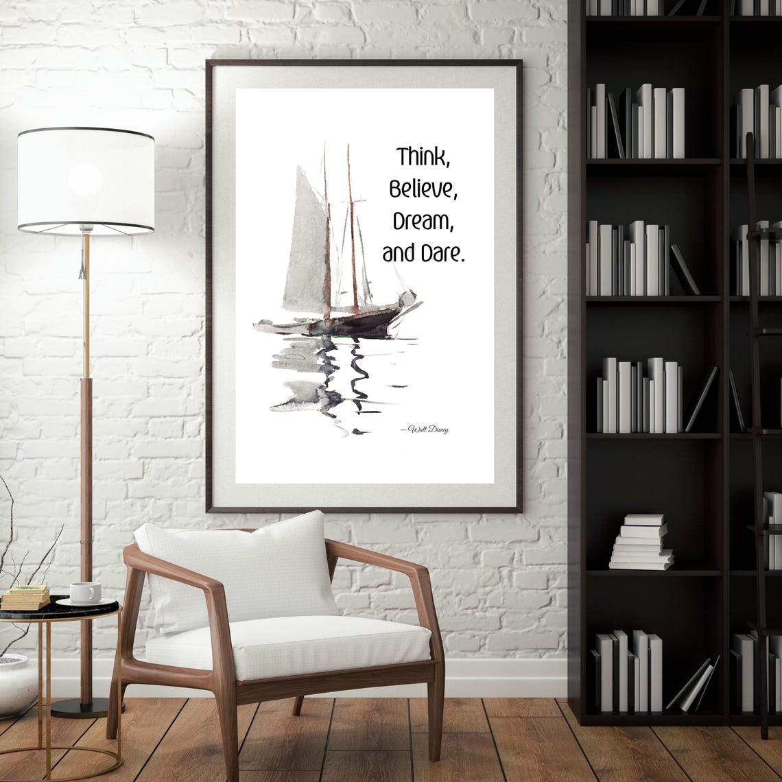 Think Believe Dream and Dare Sailboat Walt Disney Quote Print - Image 7