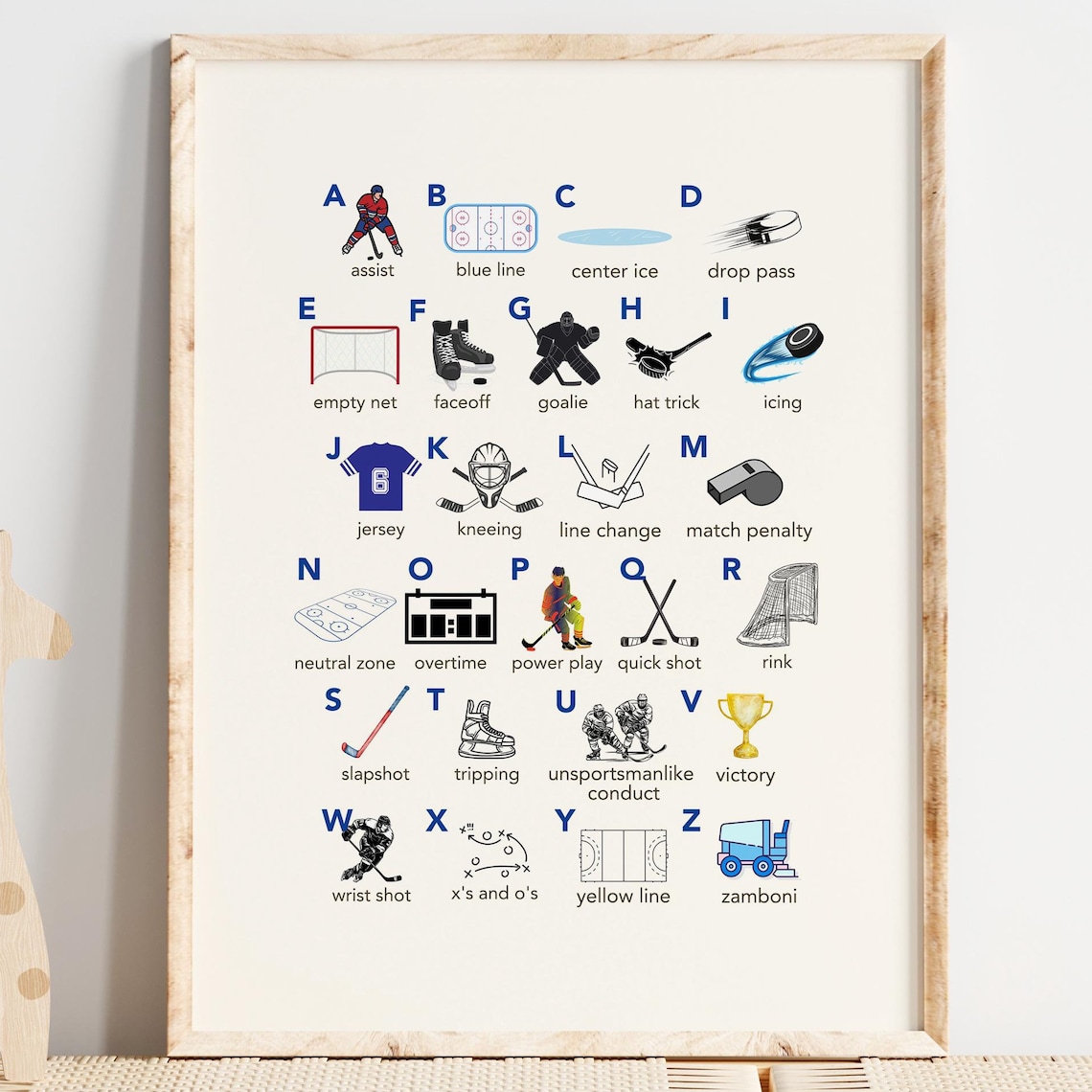 Hockey Alphabet Nursery Art Print, Boys Room ABCs