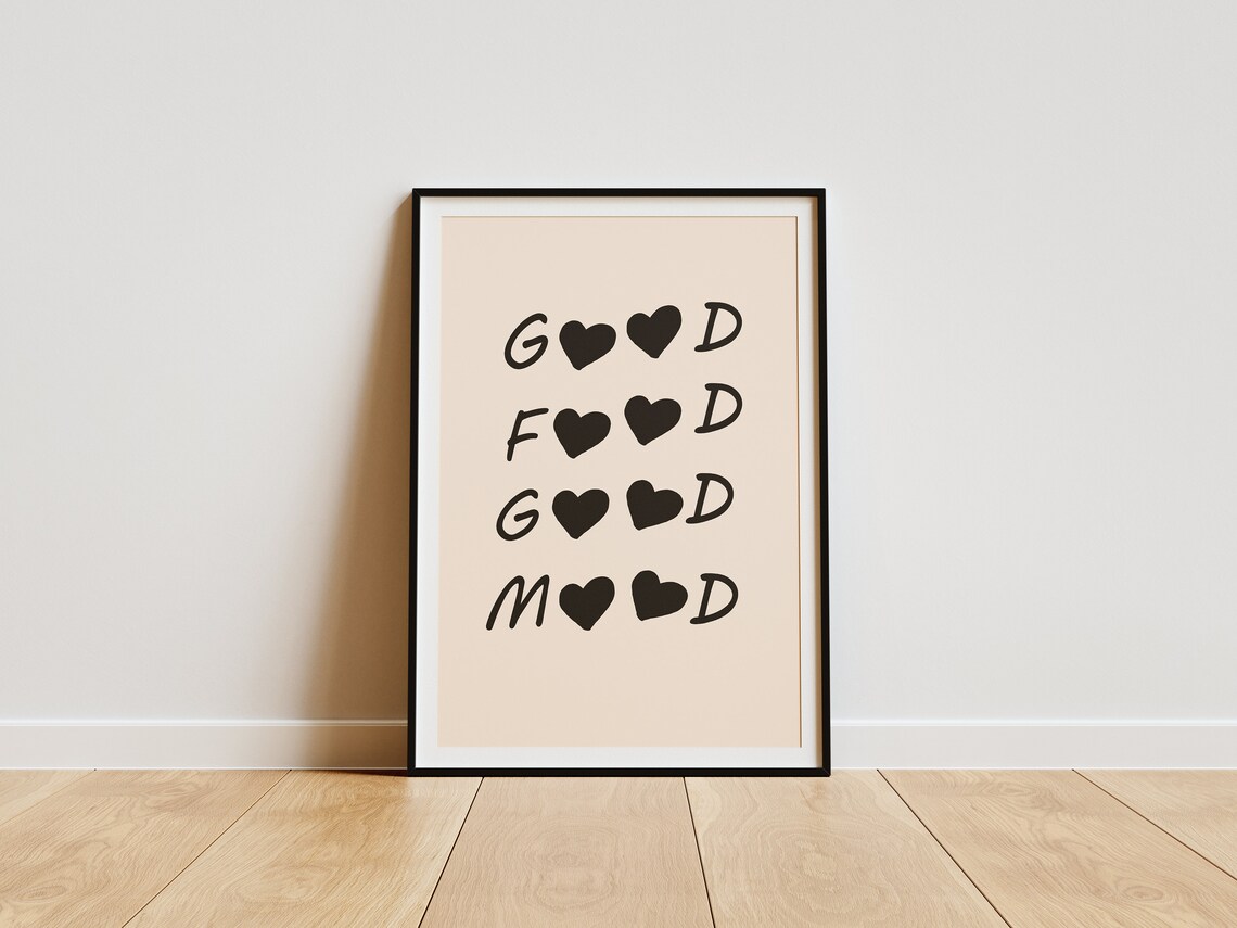 Black Or Red Aesthetic Kitchen Decor Cute Cooking Art Kitchen Wall Art Print Minimalist Heart Print Chef Quote Wall Art - Image 2