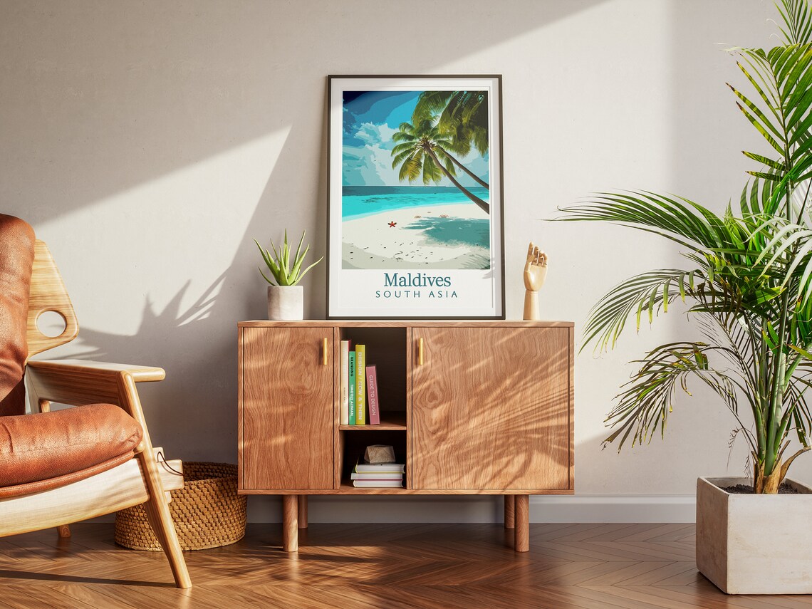 Maldives South Asia Palm Beach Turquoise Sea Photographic Poster - Image 4