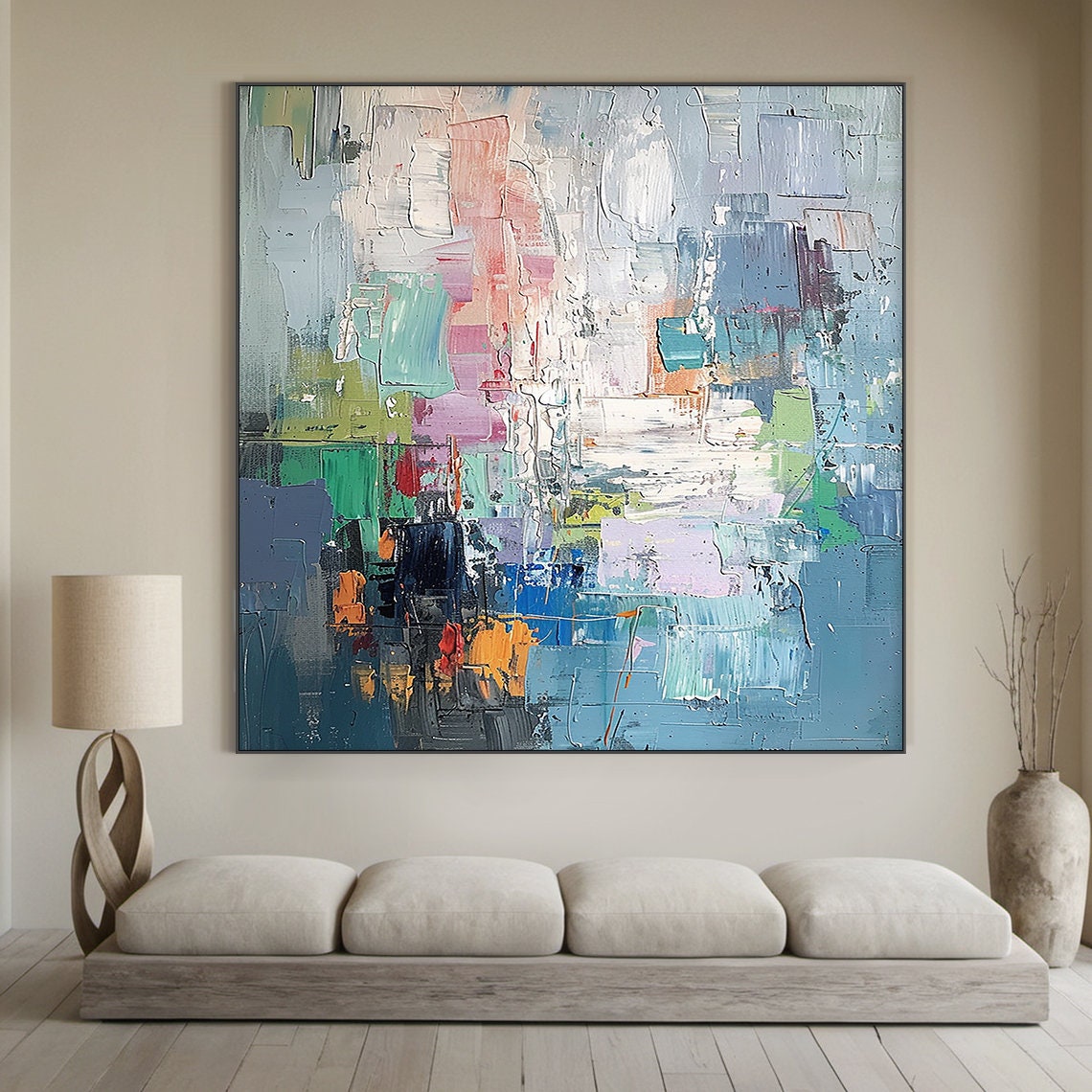 Colorful Palette Knife Abstract Blocks Modern Textured Art Poster - Image 5