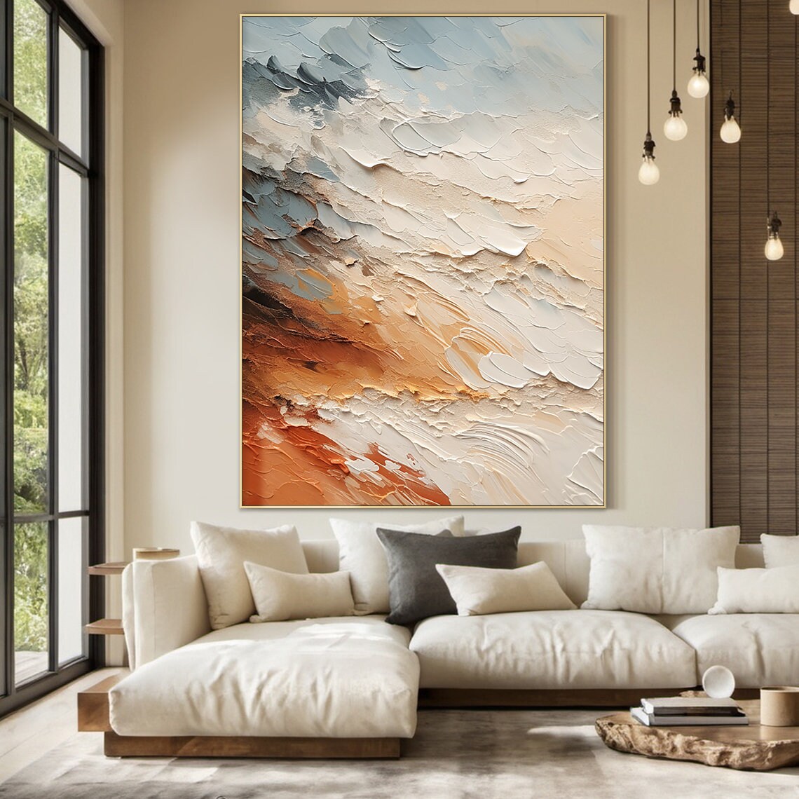 Gray and Blue Ocean Waves Beach Abstract Art Print - Image 3