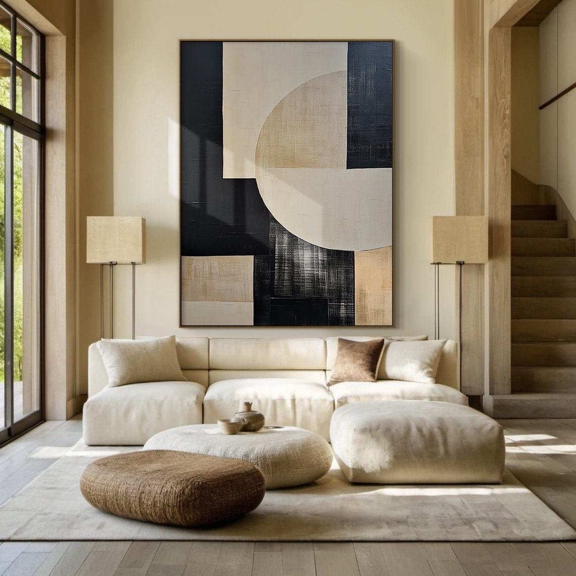 Large Black And Brown Textured Wall Mural Black And Brown Wabi Sabi Style Art Beige Modern Abstract Wall Art Decor Minimalist Art