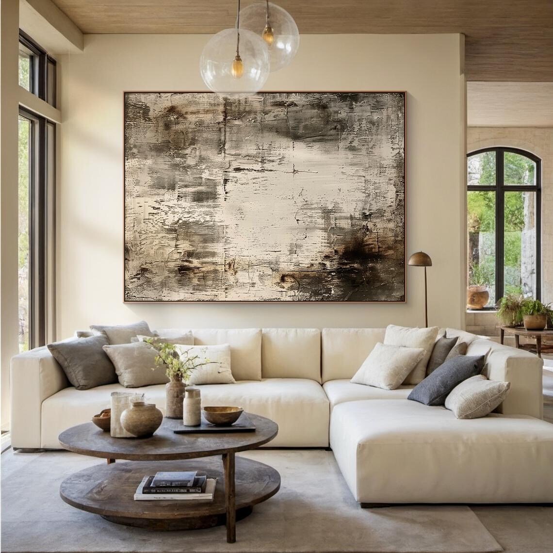 Large Gray Abstract Painting, Modern Living Room Decor - Image 6