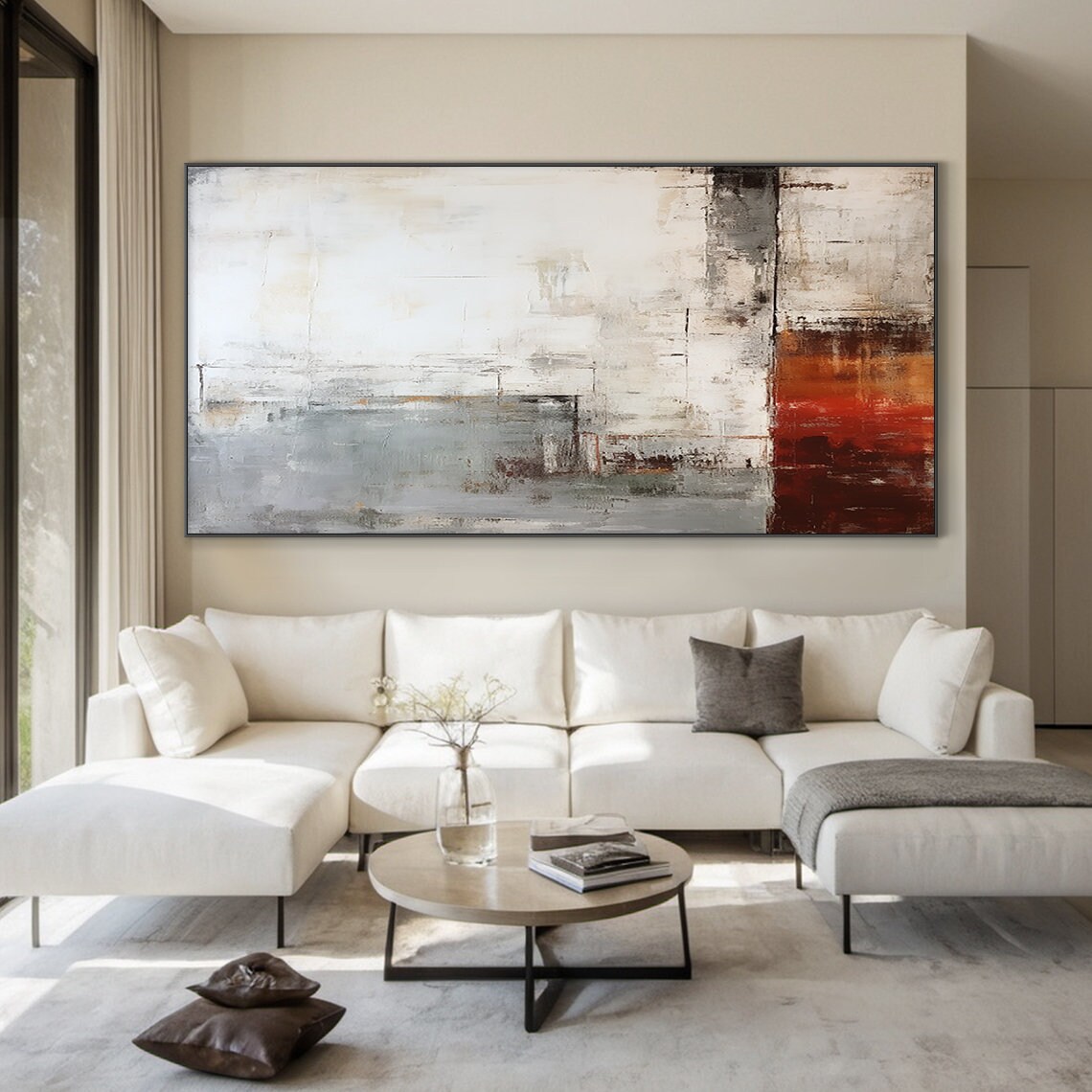 Wabi Sabi White and Grey Abstract Art Print - Image 4