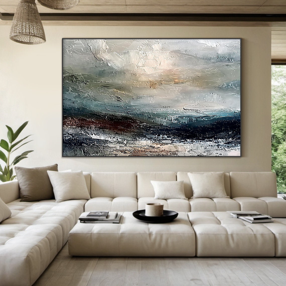 Soft Blue Grey Misty Abstract Gentle Washed Modern Art Poster - Image 3