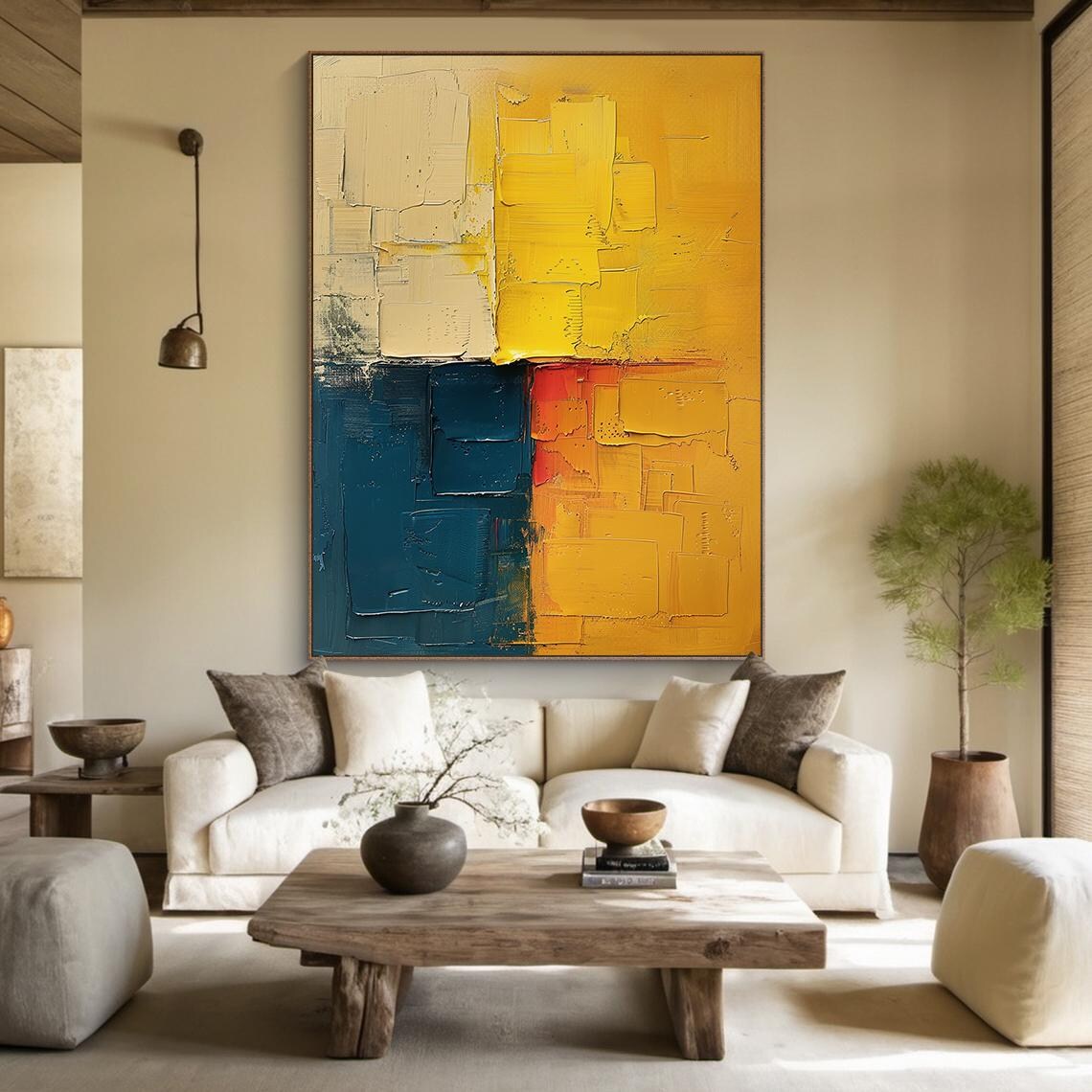Yellow Orange Minimalist Abstract Art Print, Modern - Image 3