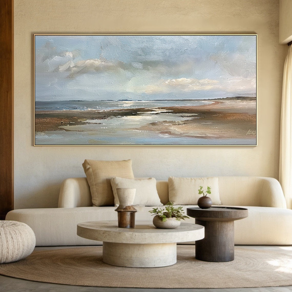 Large Original Blue Sky Abstract Oil Painting Natural Sky Clouds Landscape Painting Modern Living Room Decoration Art - Image 3