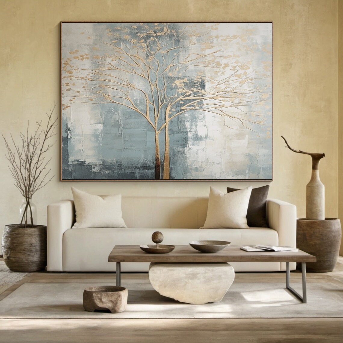 Brown Abstract Tree Art Print, Modern Living Room - Image 5