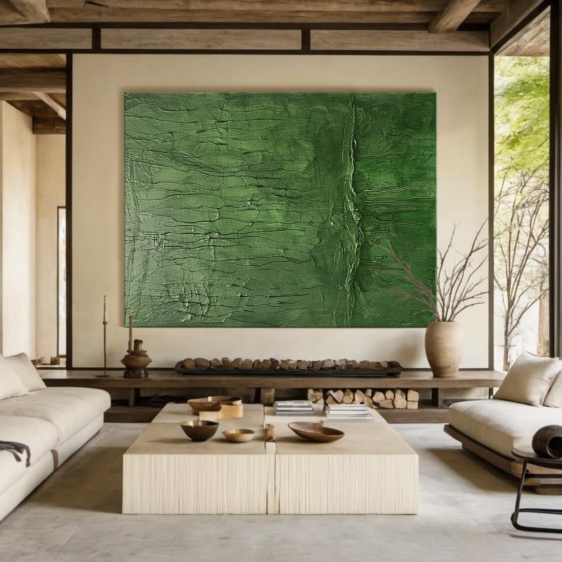 Green Textured Abstract Painting Drip Art Modern Wall Decor Poster - Image 6