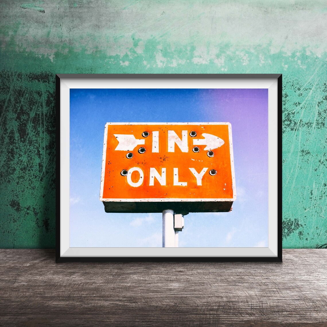 Vintage Orange In Only Roadside Parking Sign Photography Poster