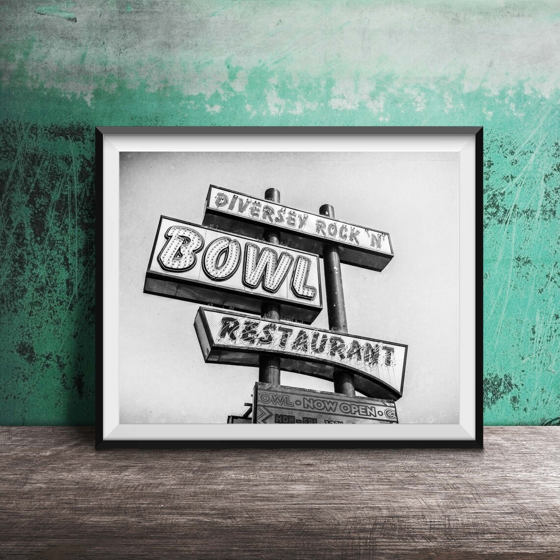 Diversey Rock N Bowl Chicago Sign Travel Poster - Image 2