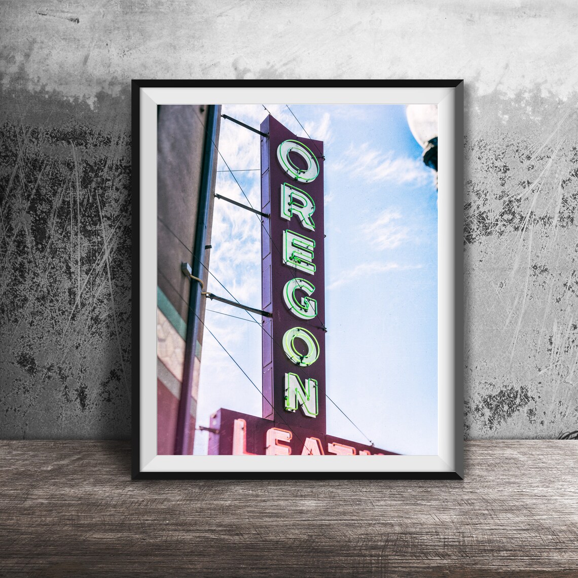 Oregon Theater Neon Blade Sign Portland Vintage Photo Poster