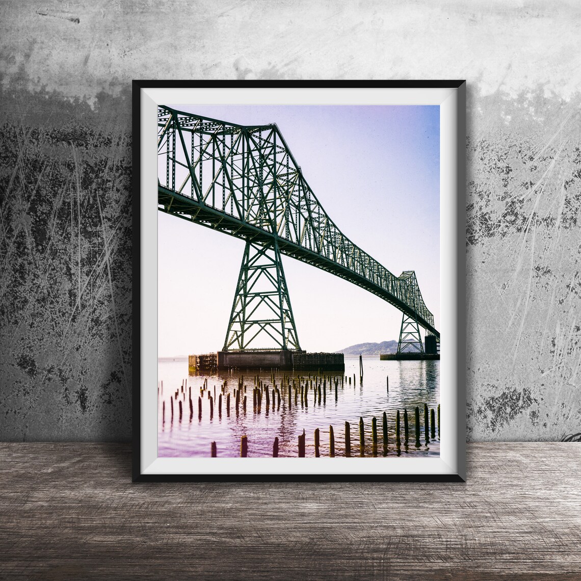 Astoria Bridge Travel Poster, Oregon Suspension Bridge
