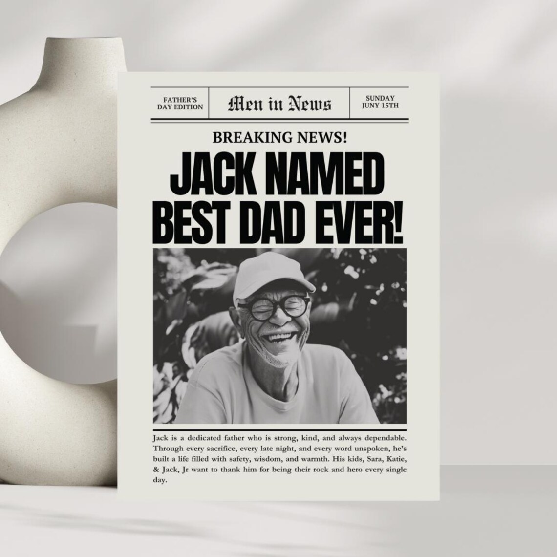 Personalized Fathers Day Newspaper Poster, Gift For Dad