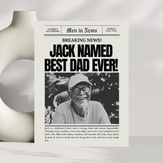 Personalized Fathers Day Newspaper Poster, Gift For Dad