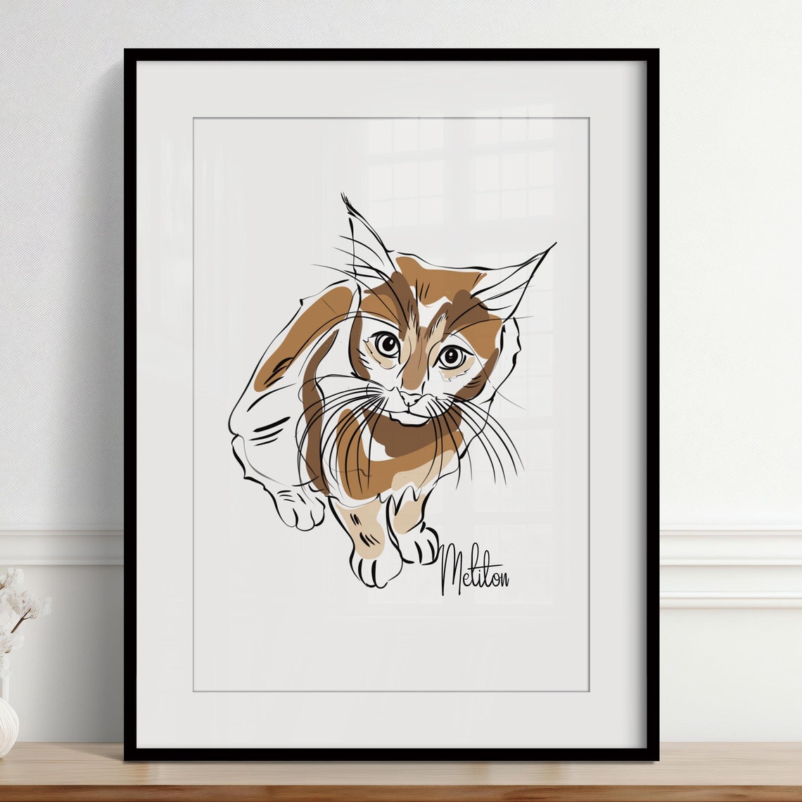 Parrot Line Drawing Sage Green Abstract Custom Pet Portrait Poster - Image 4