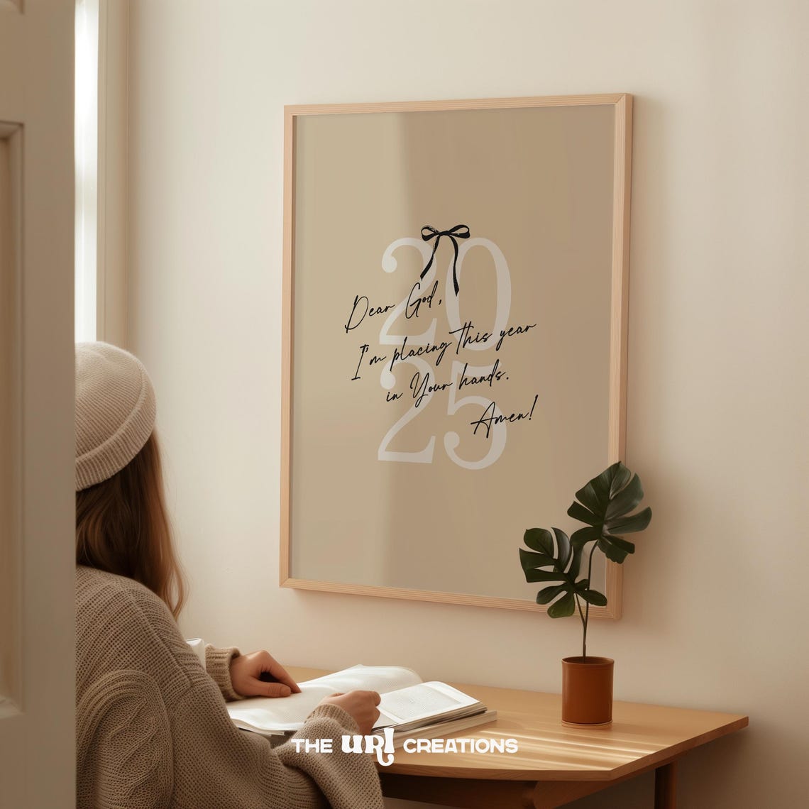 Dear God Placing This Year in Your Hands Beige 2025 Prayer Poster - Image 2