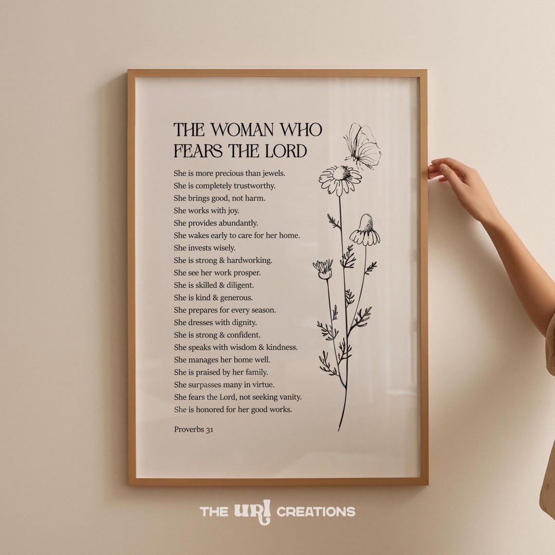 The Woman Who Fears The Lord Proverbs 31 Floral Scripture Poster