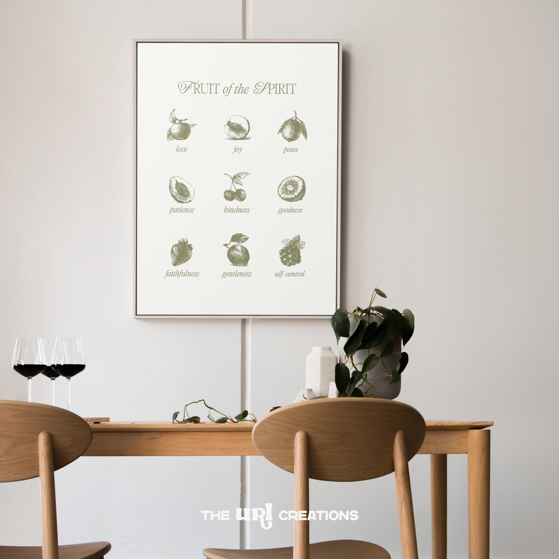 Fruit of the Spirit Sage Green Vintage Botanical Bible Verse Chart Poster - Image 3