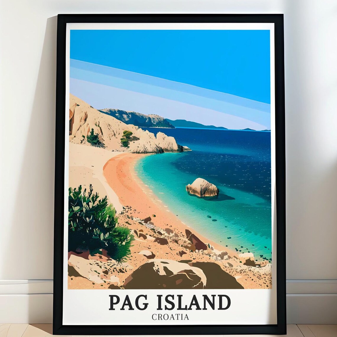 Pag Island Croatia Sandy Beach Turquoise Blue Bay Cove Poster