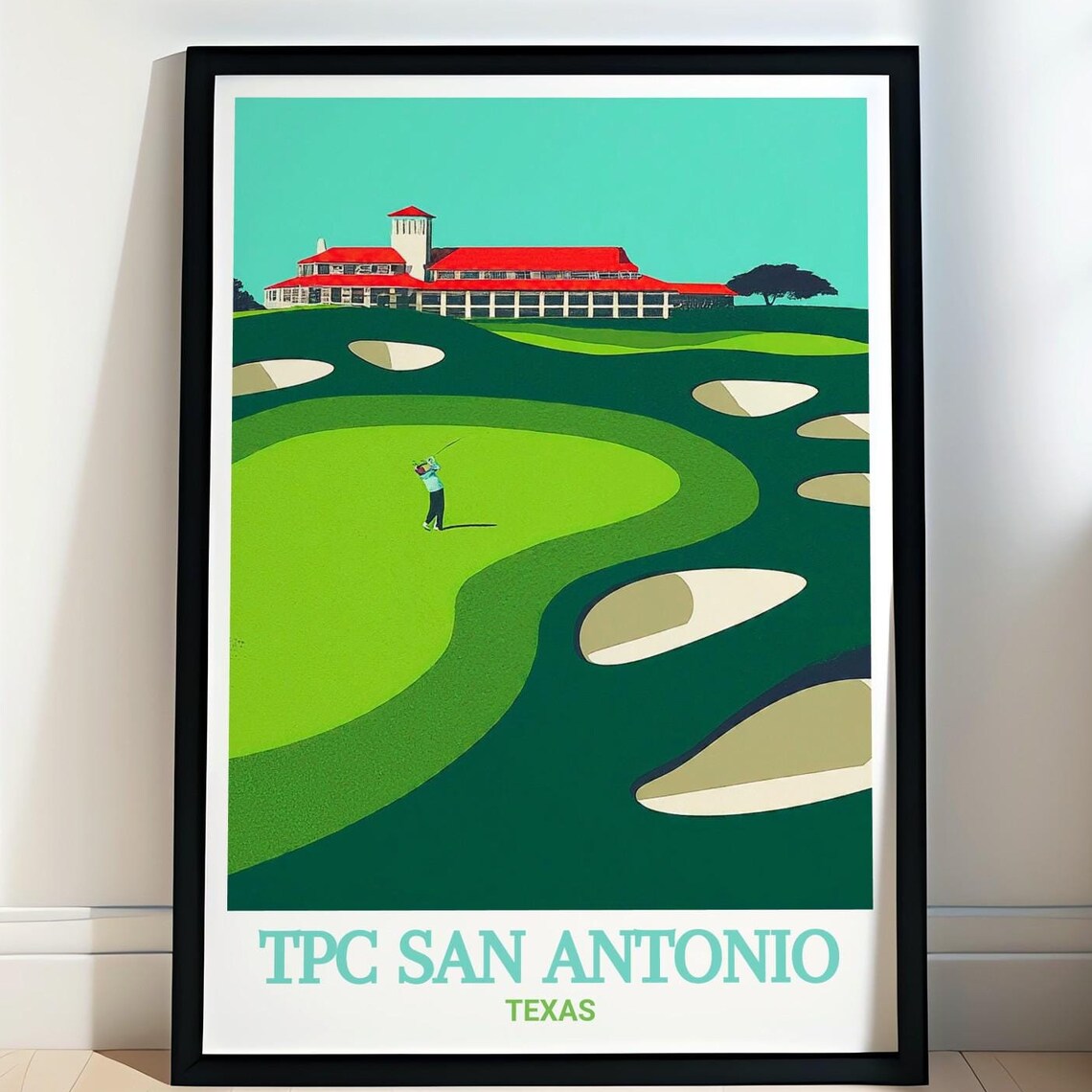 TPC San Antonio Texas Golf Course Red Roof Clubhouse Art Poster