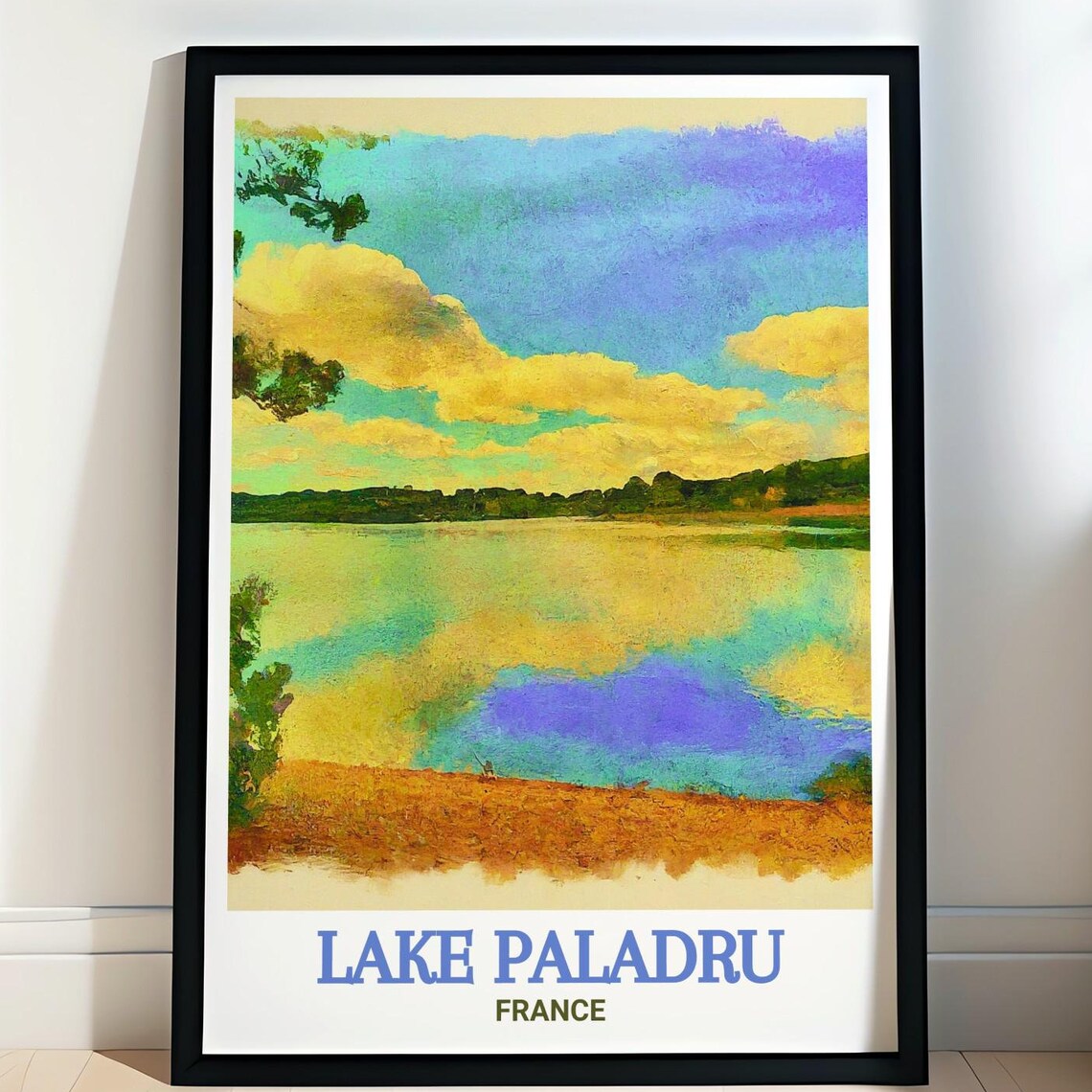 Lake Paladru France Golden Sandy Beach Shoreline Travel Poster
