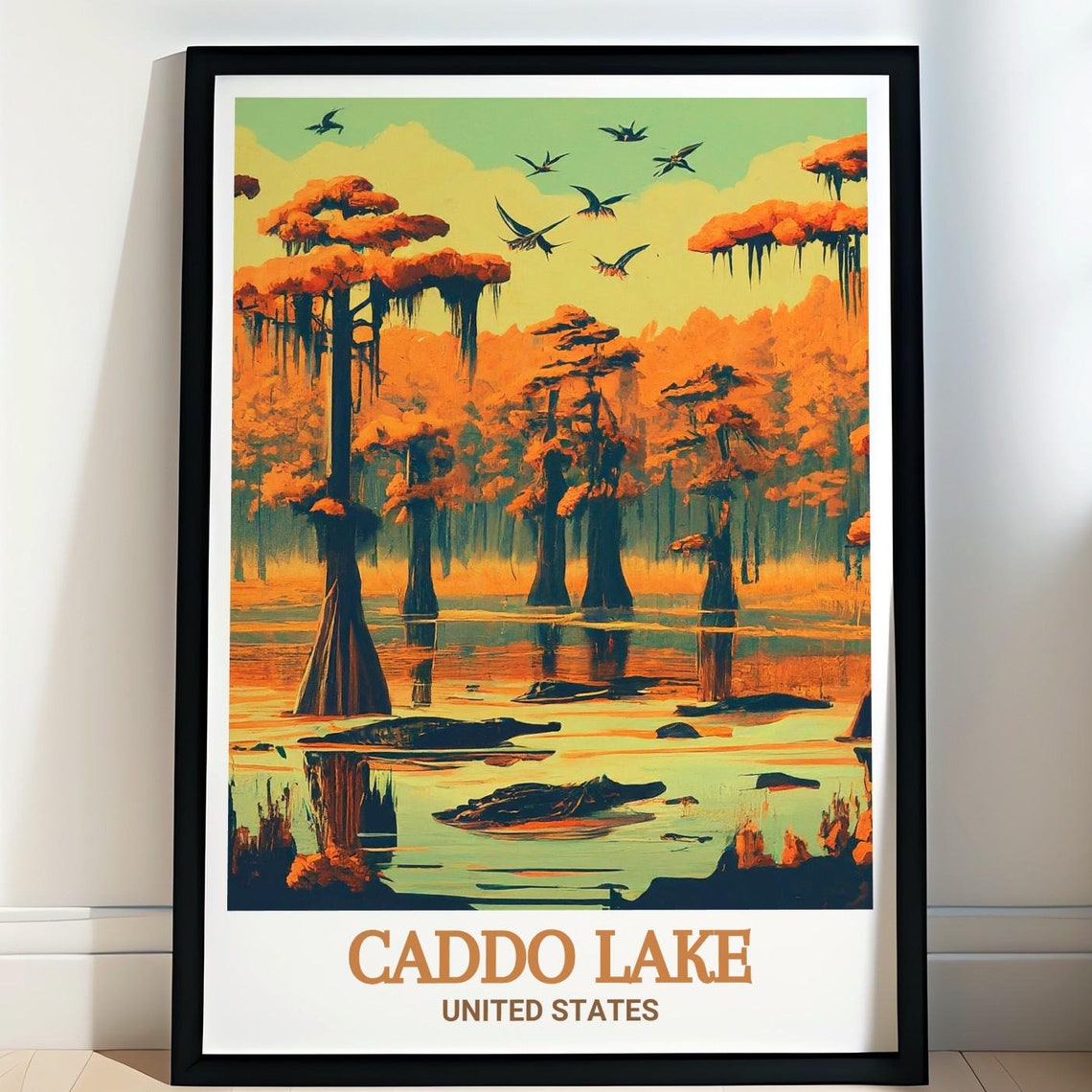 Caddo Lake Travel Poster Alligator Bayou Home Decor Caddo Lake Travel Print Alligator Bayou Art United States Poster Print