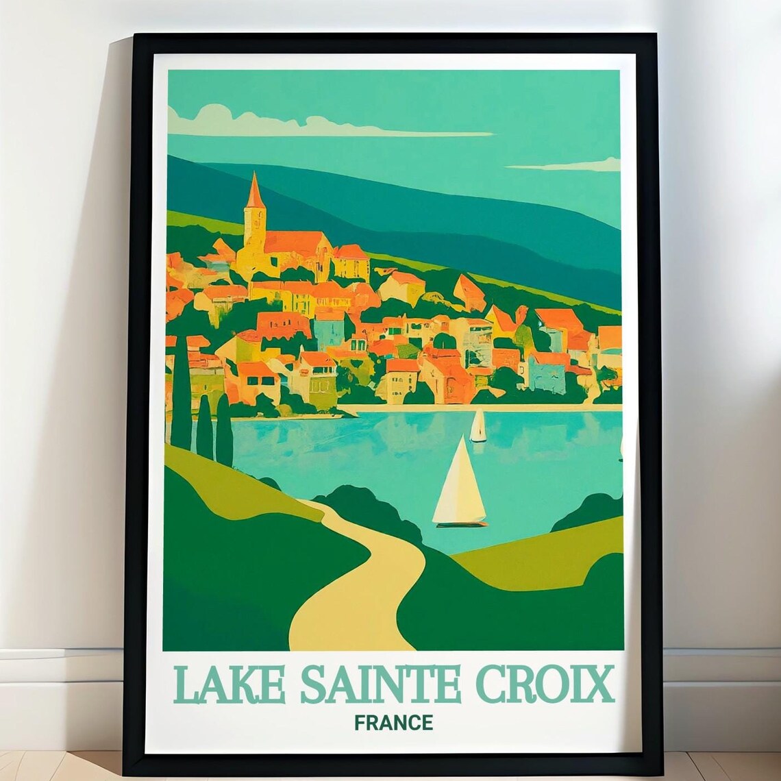 Lake Sainte Croix France Lakeside Village Bauduen Travel Poster
