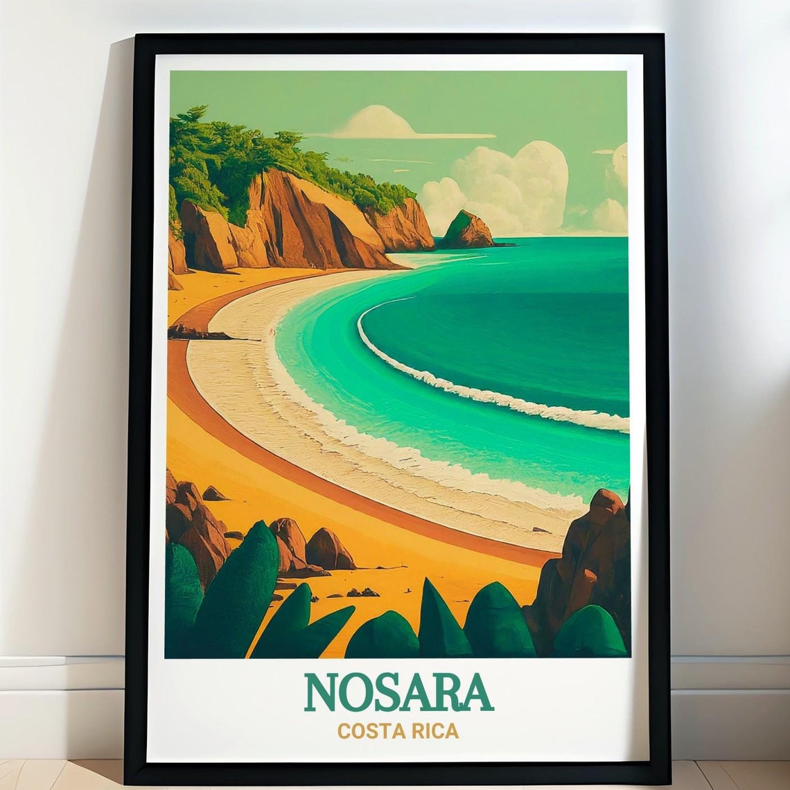 Nosara Costa Rica Turquoise Beach Cliffs Surfing Paradise Poster