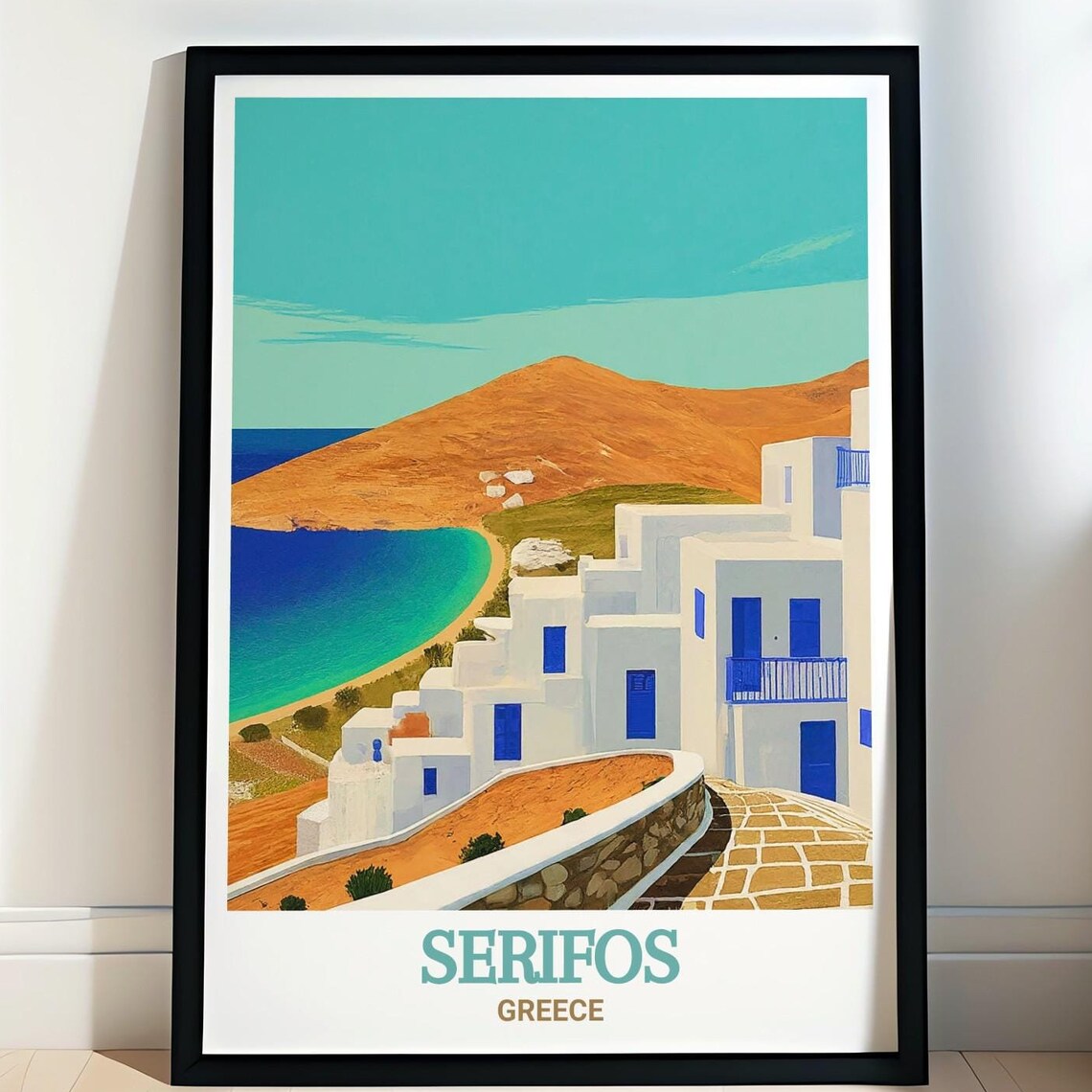 Serifos Greece Hillside Villas Blue Aegean Cove Travel Poster