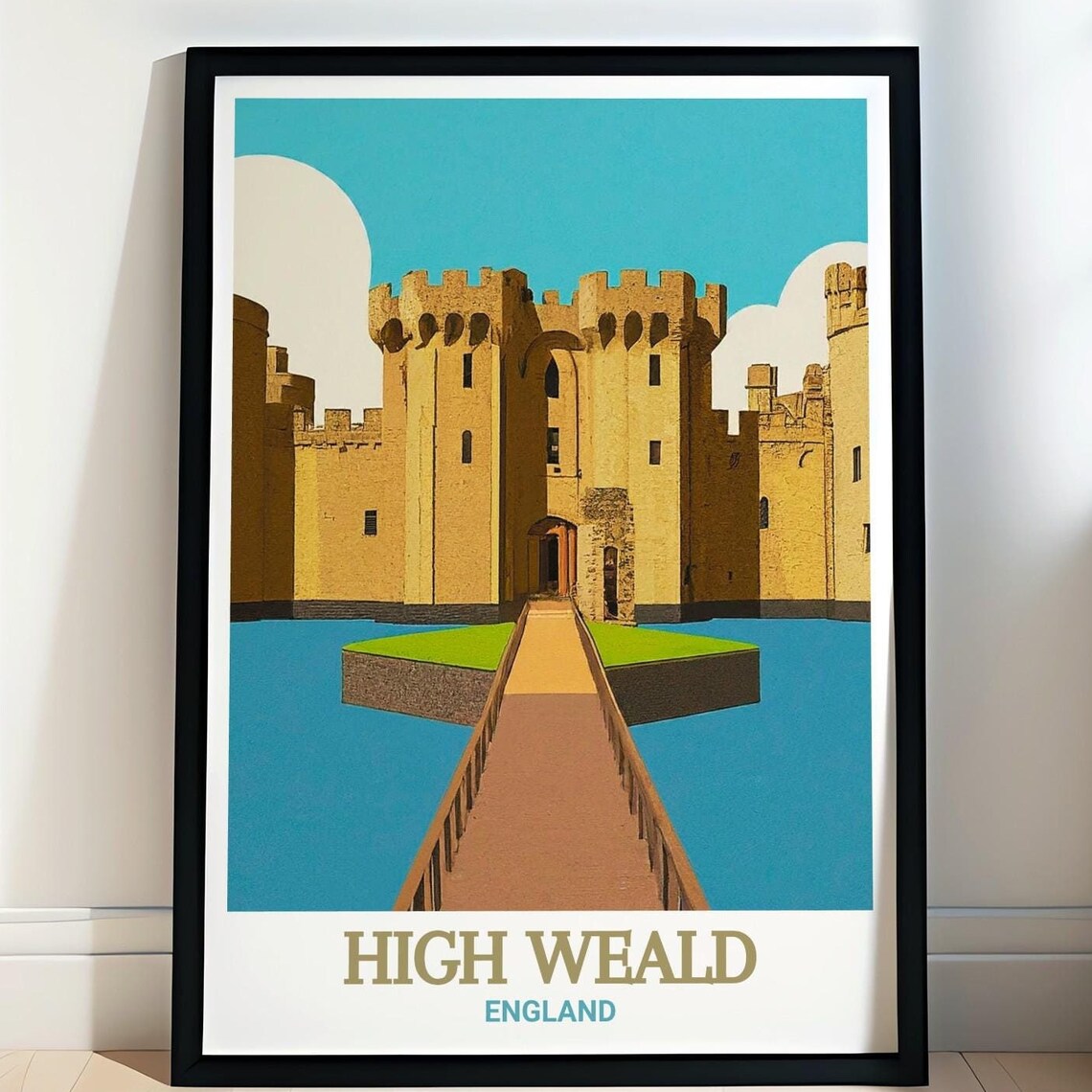 High Weald England Moated Castle Turquoise Sky Travel Poster