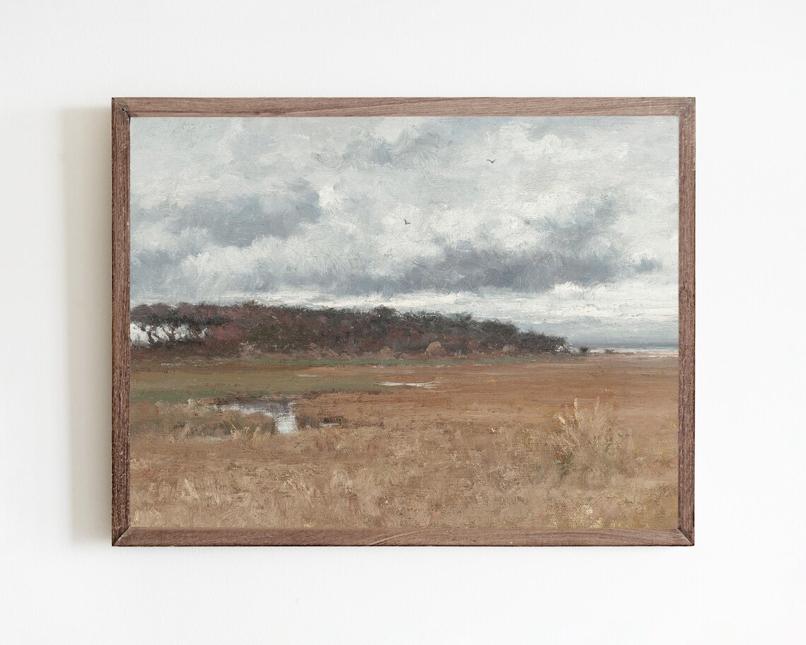 Fall Autumn Landscape Painting, Moody Autumn Decor