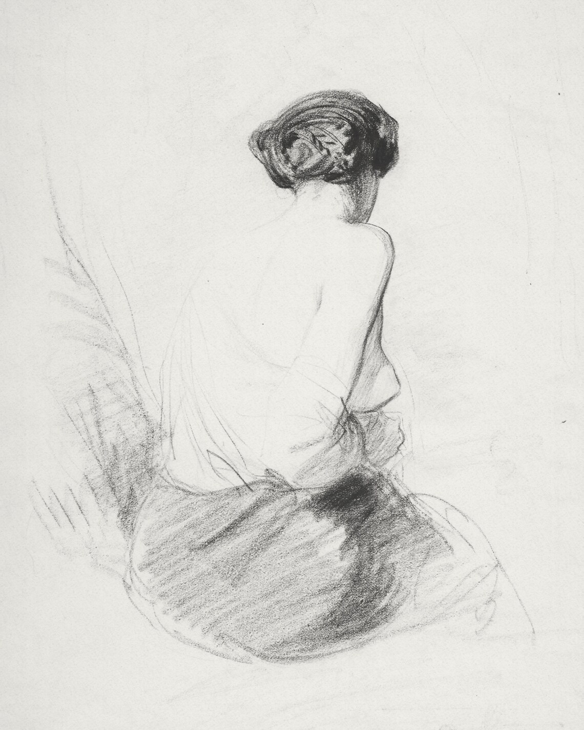Female Figure Sketch, Vintage Minimal Line Art - Image 2