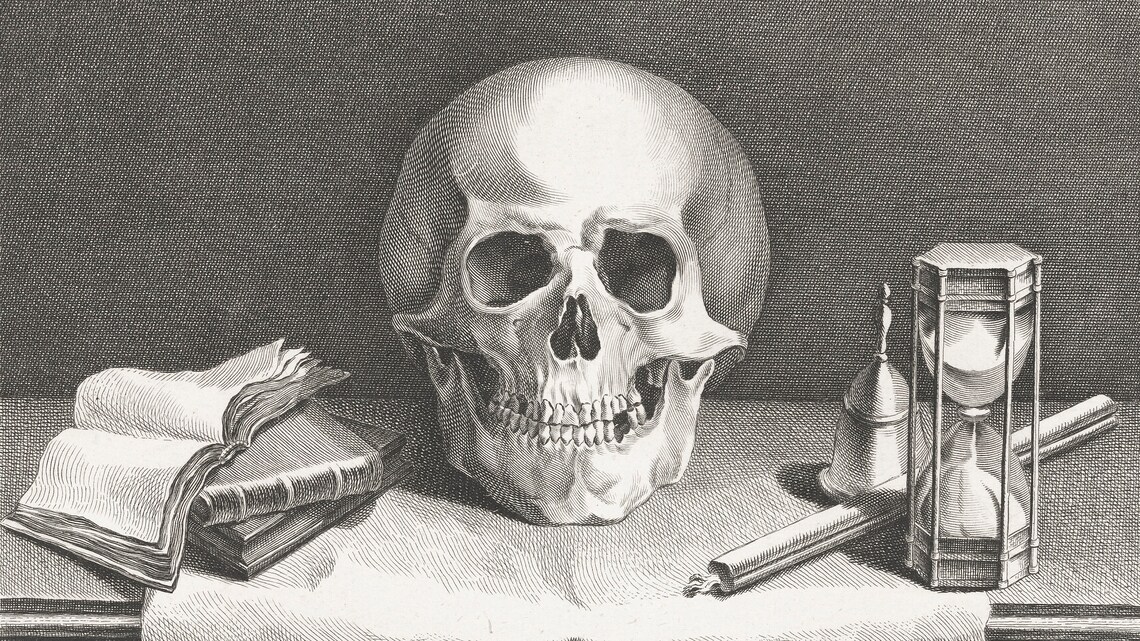 Antique Skull Vanitas Engraving Memento Mori Digital Frame TV Print - Image 2