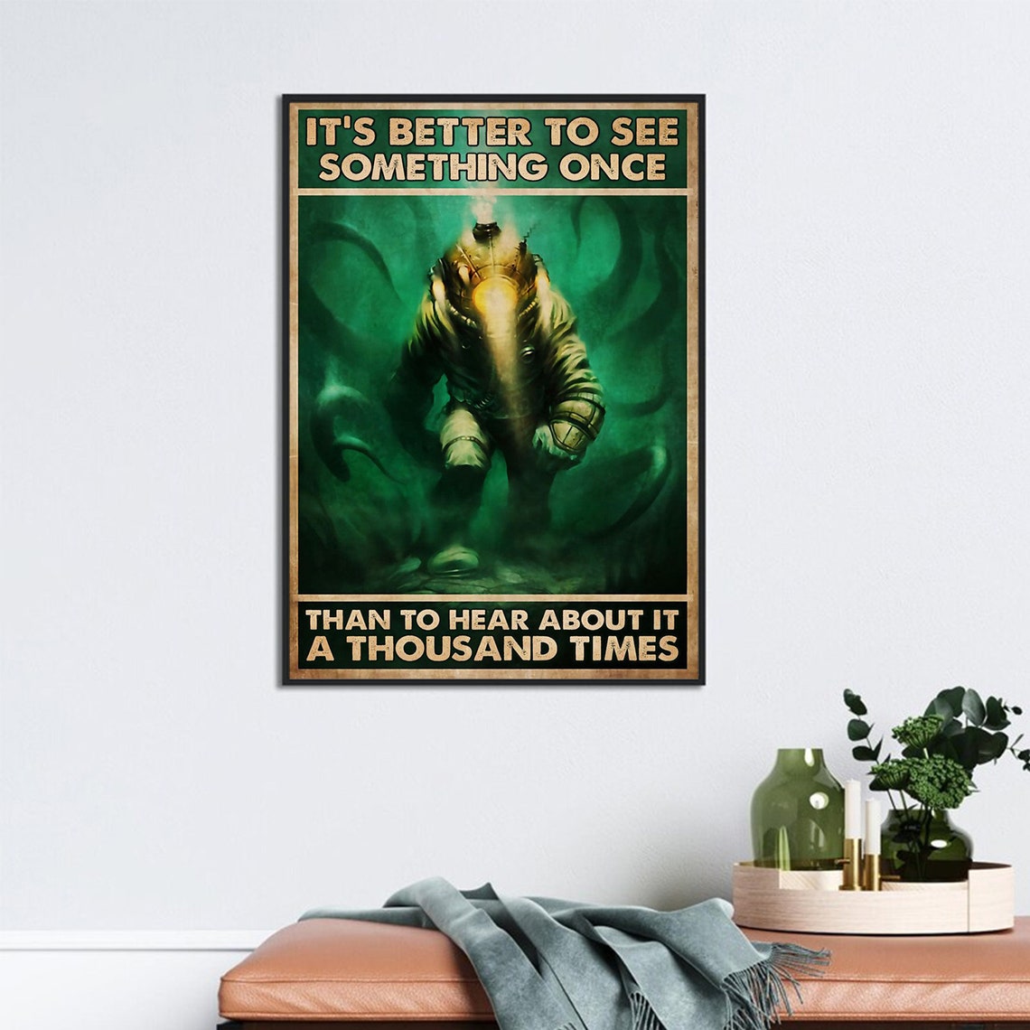 Its Better To See Something Once Vintage Deep Sea Diver Ocean Poster - Image 3