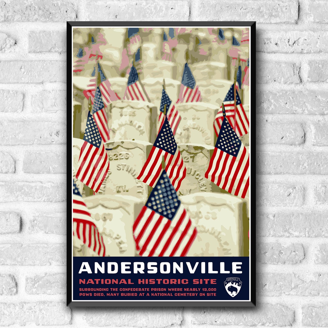 Andersonville National Historic Site Vintage Style Travel Poster 8x10 12x18 18x24 24x36 4x6 Postcard Wpa Style Georgia Us Art Print - Image 3