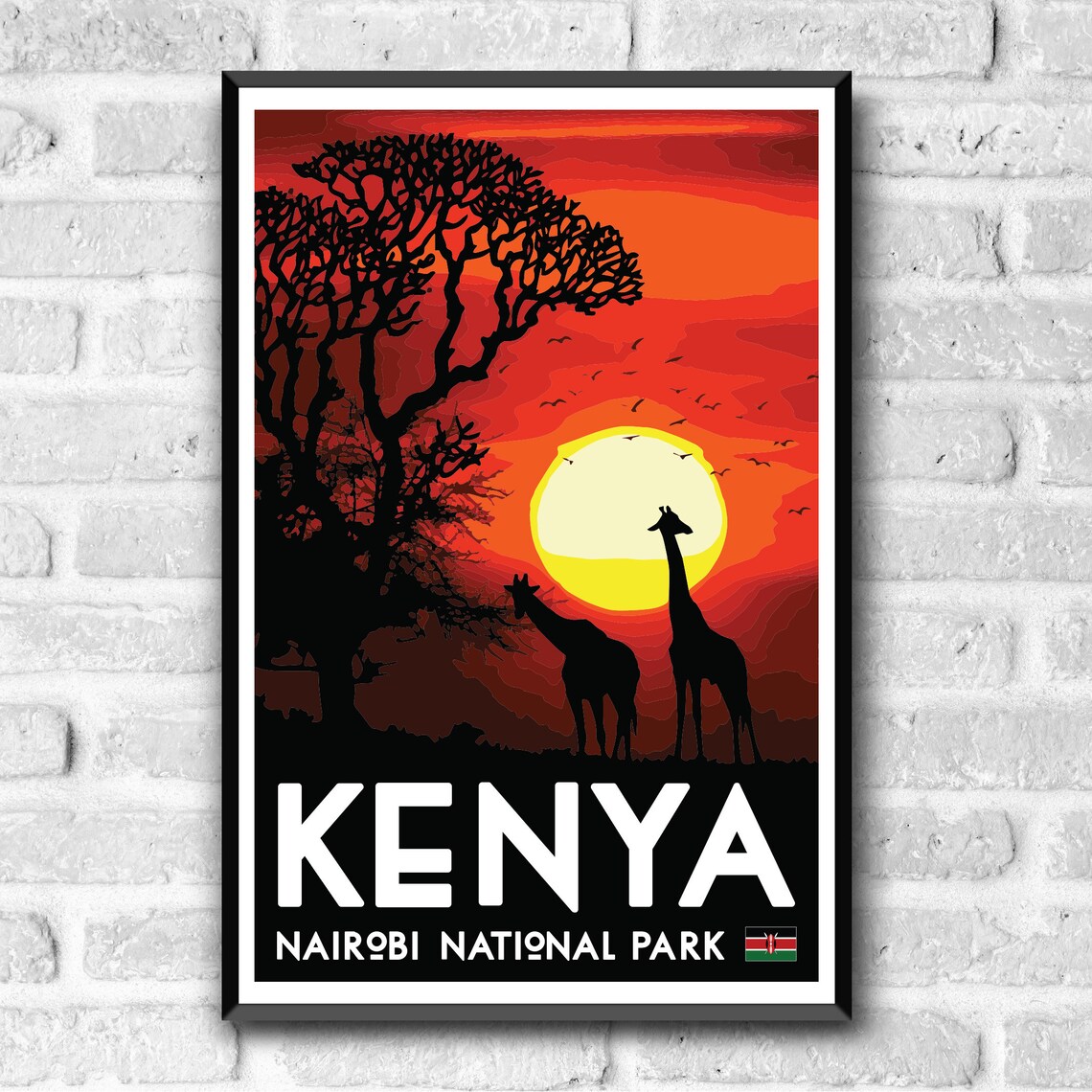 Kenya Nairobi National Park Vintage Style Travel Poster - Image 3