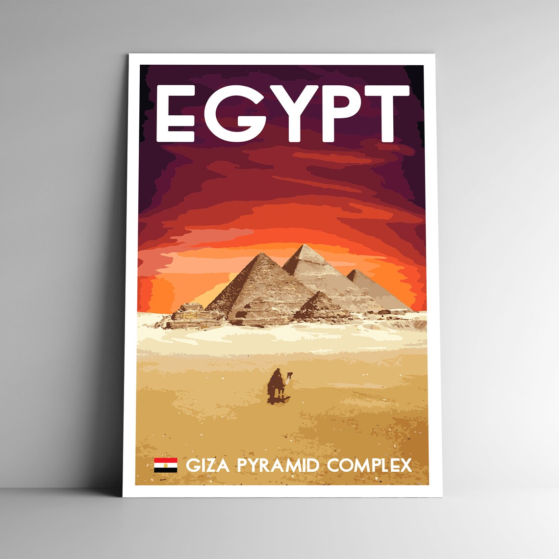Giza Pyramids Egypt Vintage Travel Poster Art Print