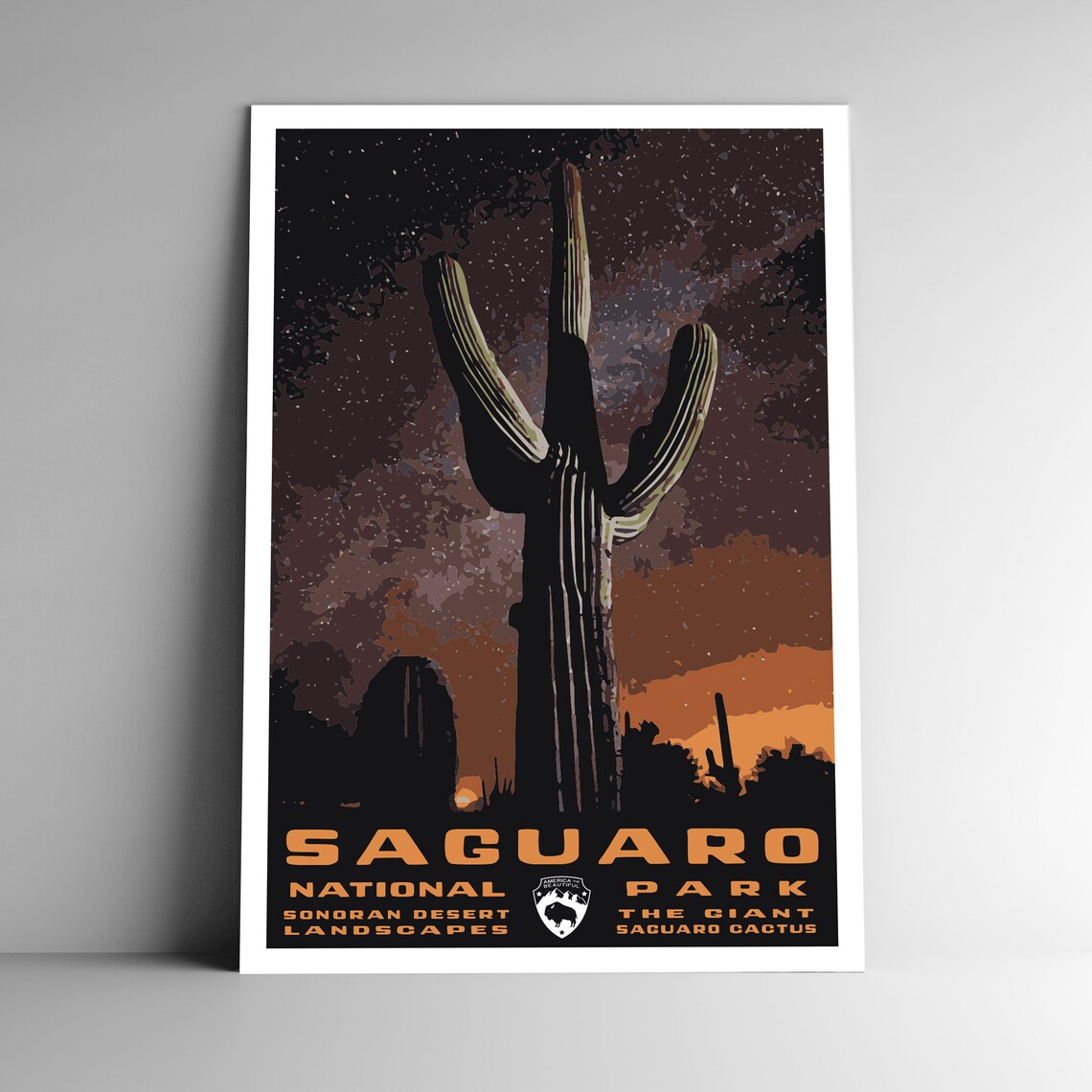 Saguaro National Park Vintage Style Travel Poster