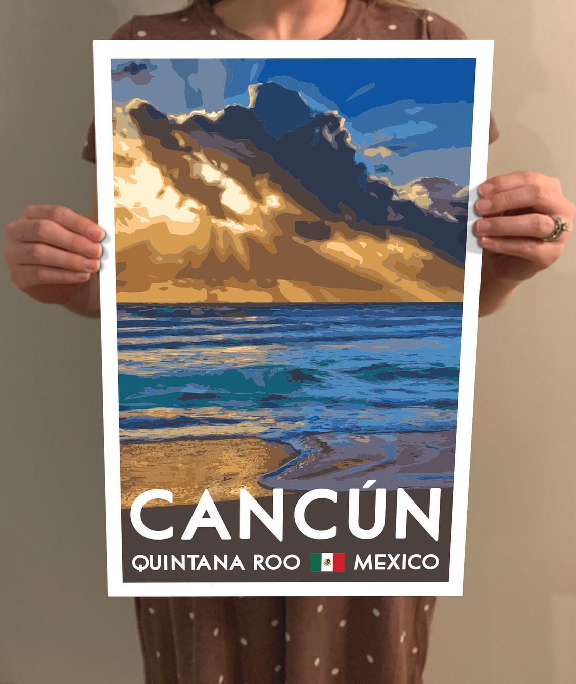 Cancun Vintage Style Travel Poster, Quintana Roo - Image 2