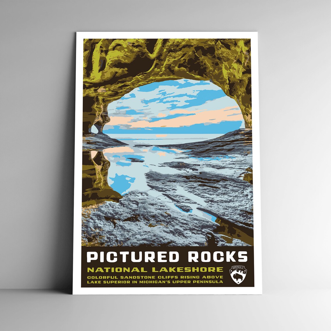 Pictured Rocks Vintage Style Travel Poster