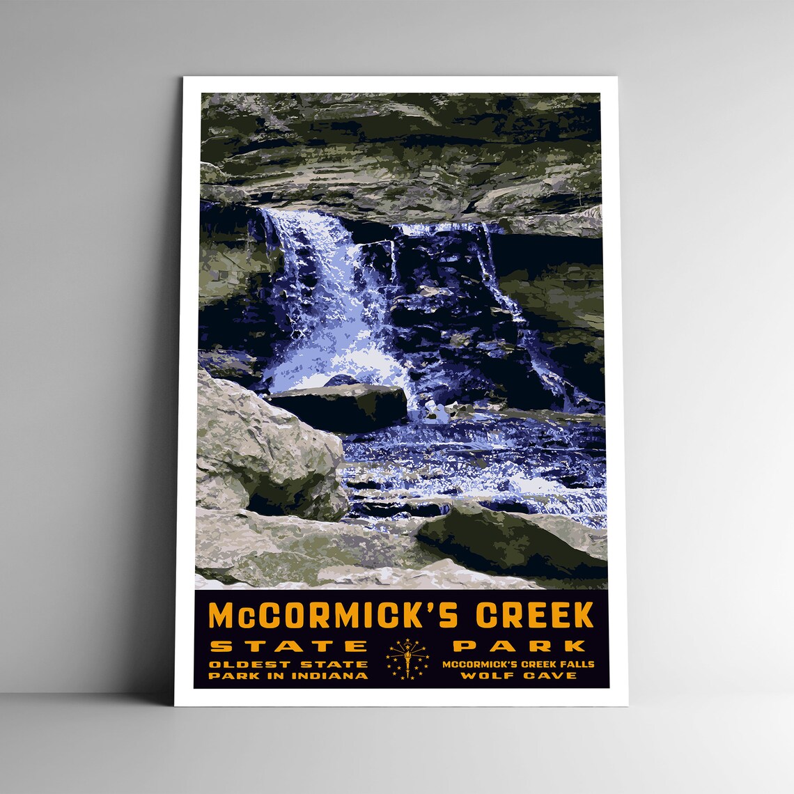 McCormicks Creek State Park Indiana Vintage WPA Travel Poster