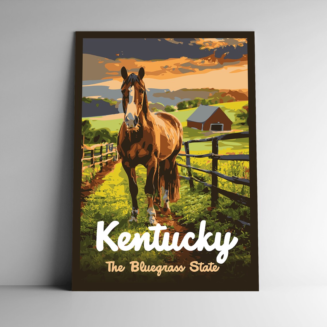 Kentucky The Bluegrass State Vintage Travel Poster