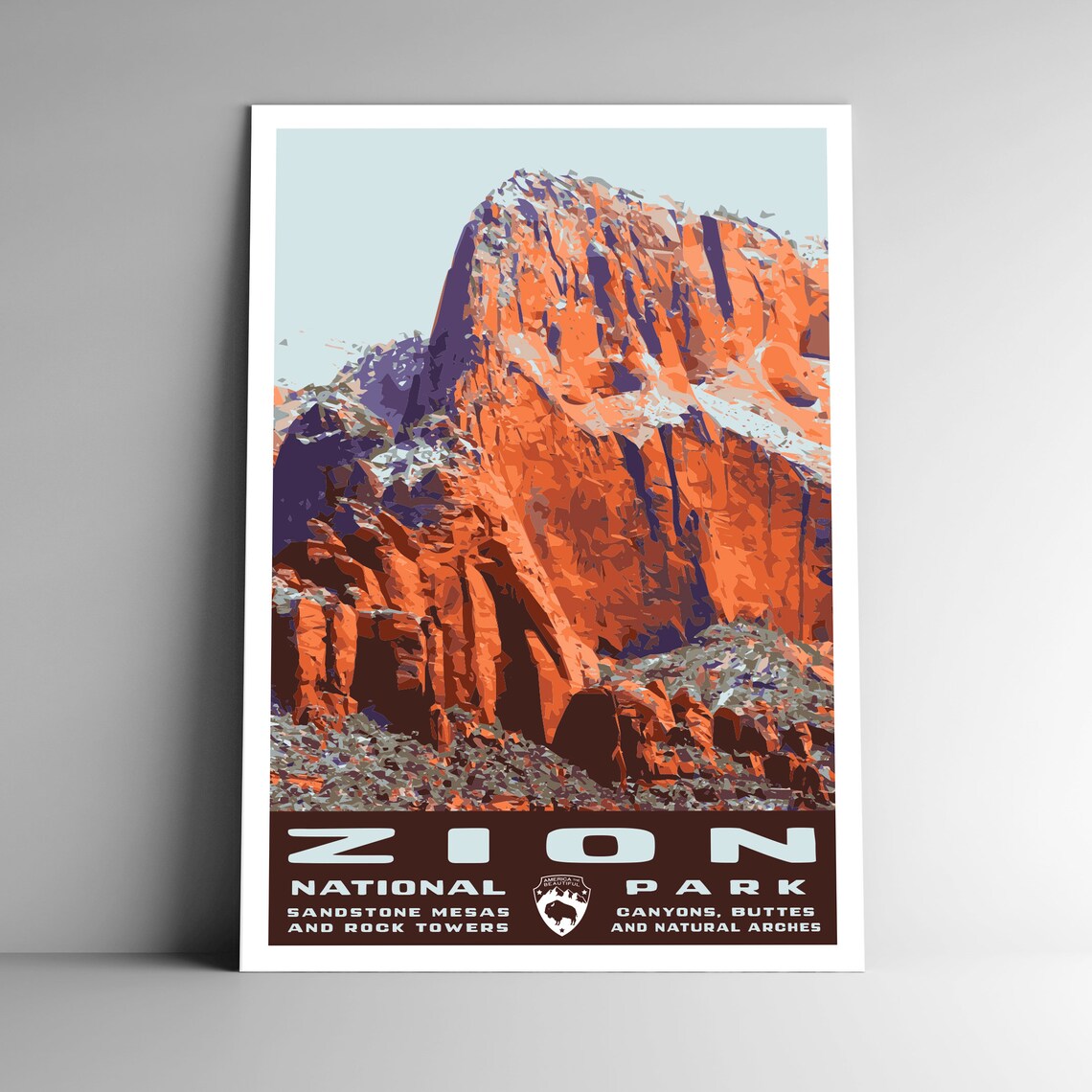 Zion National Park Vintage Style Travel Poster