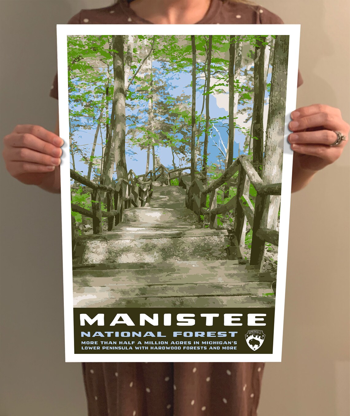 Manistee National Forest WPA-Style Vintage Travel Poster - Image 2