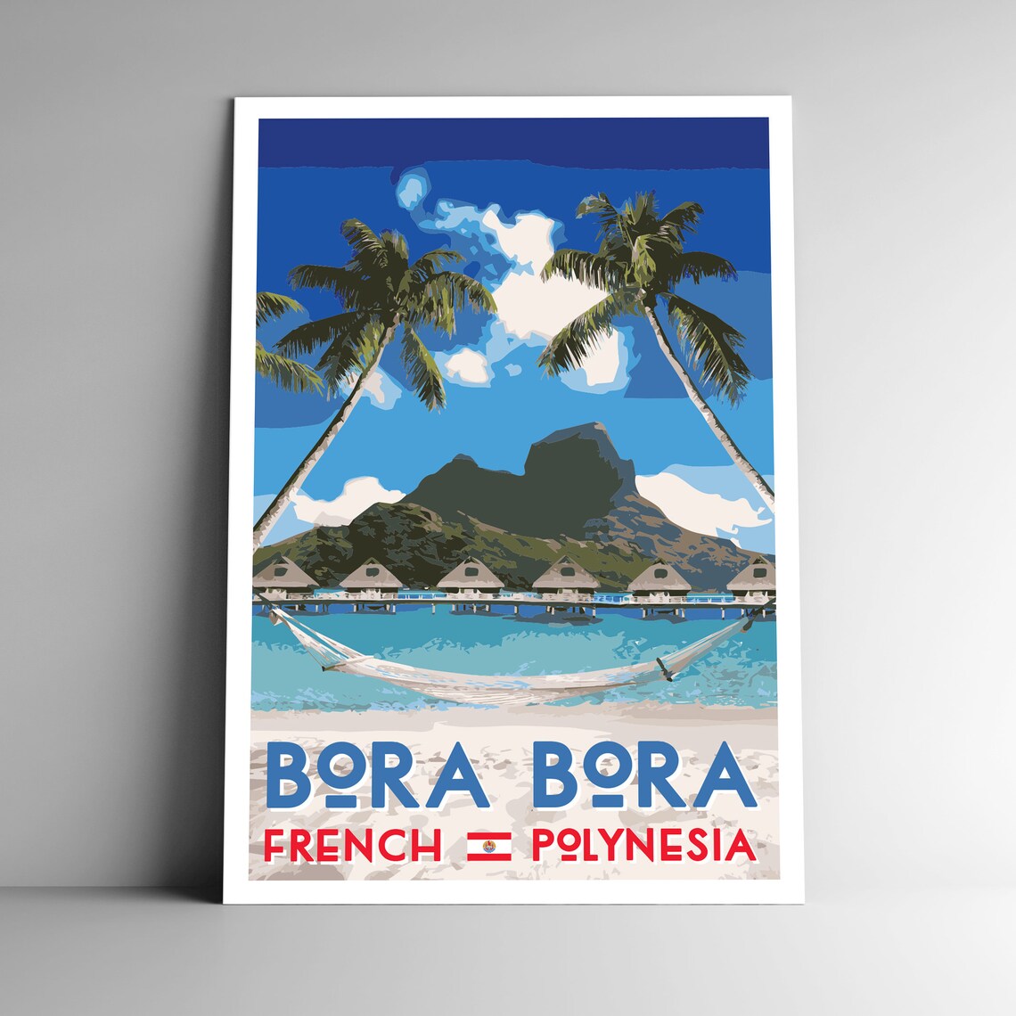 Bora Bora Vintage Travel Poster, French Polynesia