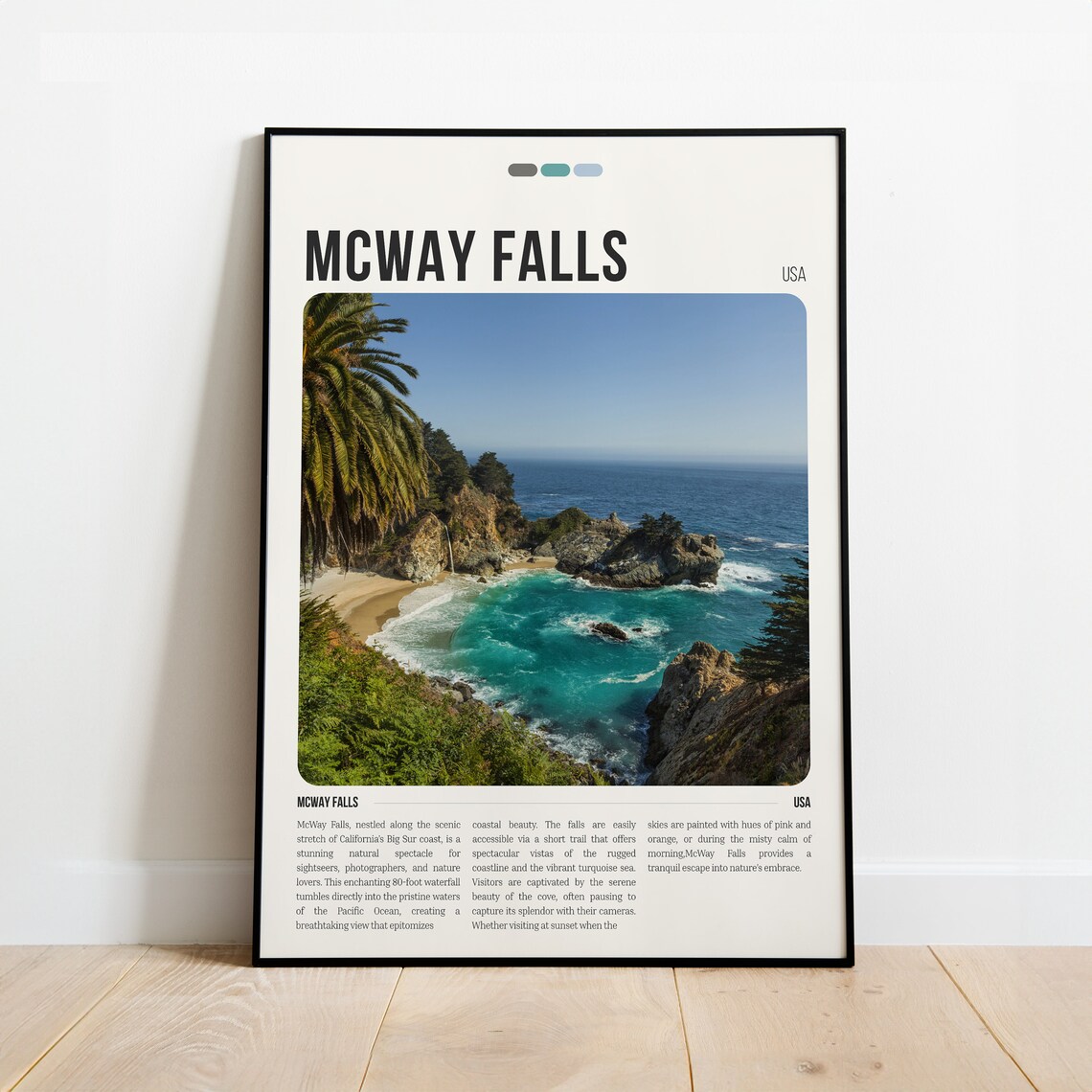 McWay Falls Big Sur Turquoise Cove California Coast Travel Poster